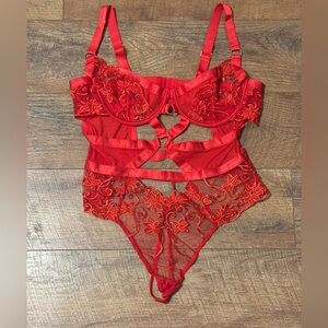 Oh La La Cheri Red Lace Bodysuit